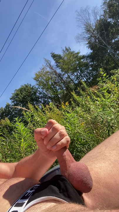 Jerking off the cock in the sun
