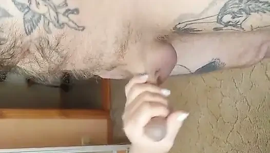 Fat girl sucks and jerks off my cock 1