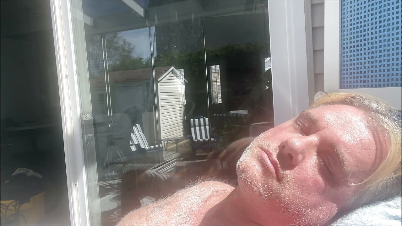 HUNK DADDY BEAR NAKED SUNBATHING IN THE VERANDA 4