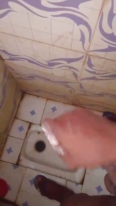 Masturbating Monster Cock in the Bathroom