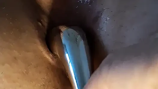 Offered, I spread my ass to dilate my anus like a slut with a big plug and he fingers my cunt