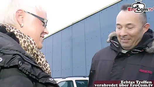 German granny persuaded to have sex on the street