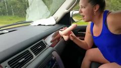 wife rides dilso in car