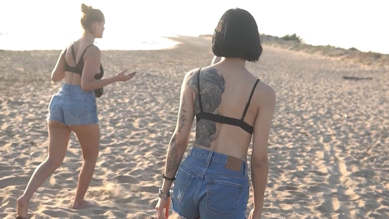 Join the girls for a sizzling game of Strip Volleyball