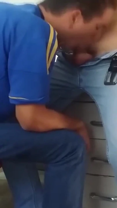 Sucking straight coworker while manager is outside | Clip 3