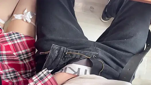 My 18 Classmate Suddenly Girl Started Jerking off My Dick Right in Class