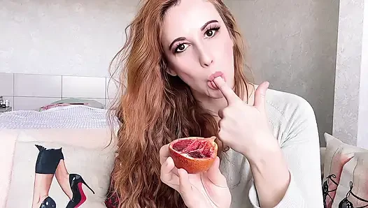 Yummy Orange Suck – Playful Tongue Tricks & Juicy Mess!