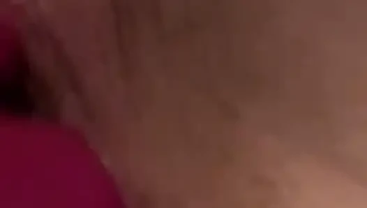 Wet, creamy pussy from playing with a dildo