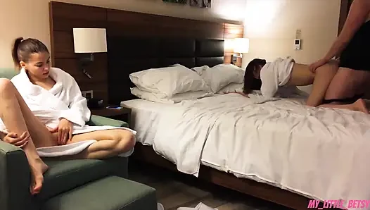 First I Fuck My GF and Then Her Friend - Cum Inside Their Pussies