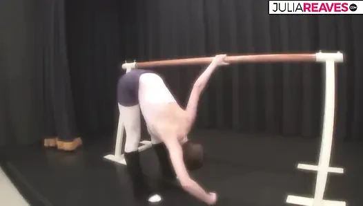 Skinny ballet gets pussy licked then fucked by two monster cocks