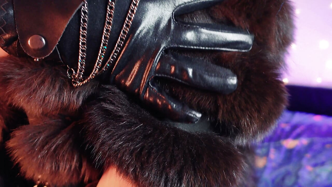FUR FETISH video: beautiful Mistress tease and seduce. ASMR and JOI. Arya Grander.