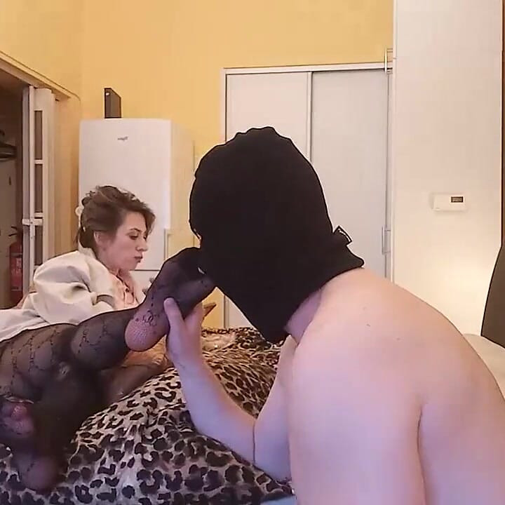 He Sniffs and Massages My Sweaty Legs in Pantyhose