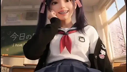 Kız öğrenci cosplay (+18) anime, teneffüste şehvet hissediyor