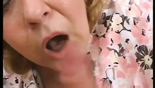 Young stud wrecks old white female parent's fat snatch on a bed