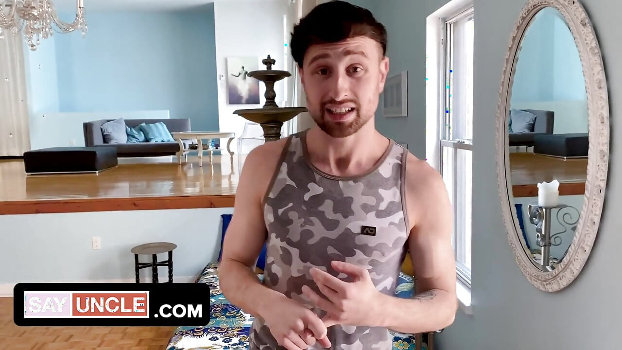 Unemployed boy finds alternative way to live rent-free and submits his tight asshole to his landlord