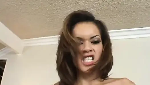 Sexy Latina girl gets throat, pussy pounded in the bedroom