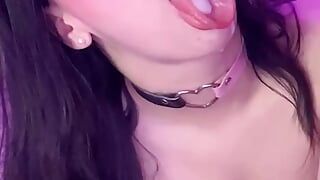 Full mouth of cum and still fucking after