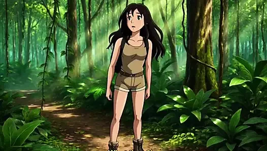 Explorer girl bound in teasing vines that give her  Bound in teasing vines that  intimate pleasure