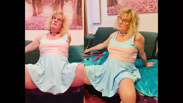 Tgirl Anna Showing Her Hard Girlsdick and Her Big Tit...fuck Her Ass with Long Dildo and Suck It Until She Cums