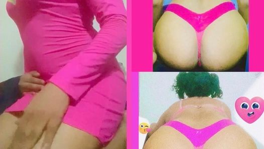 Pink Bodycon Dress and pink cotton thong solo play by Sheli girl 2