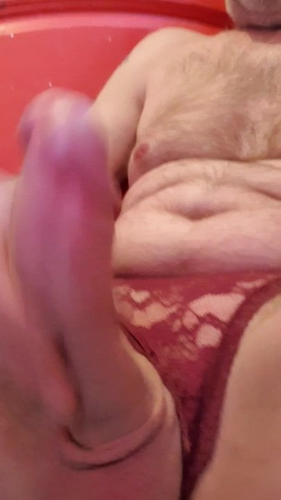 wank in thong and cum