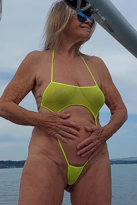 Granny Goes Swimming in a Sexy Swimsuit!