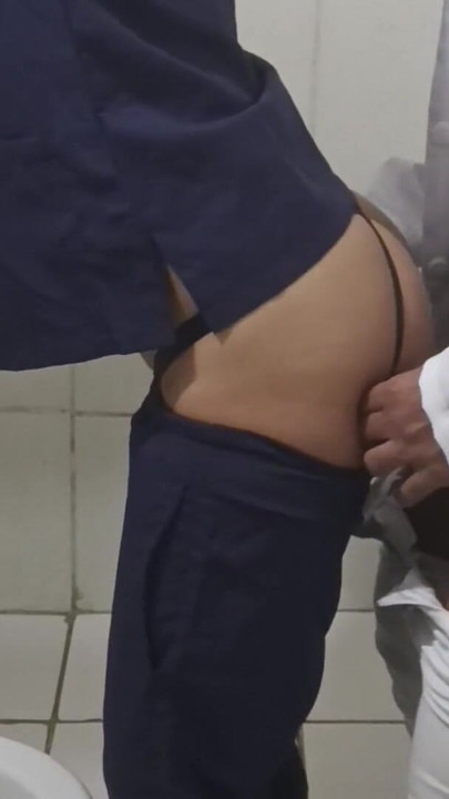 Captivating moment from "Rookie and Gifted Doctor Put It in the Nurse's Ass in the Hospital Bathroom"