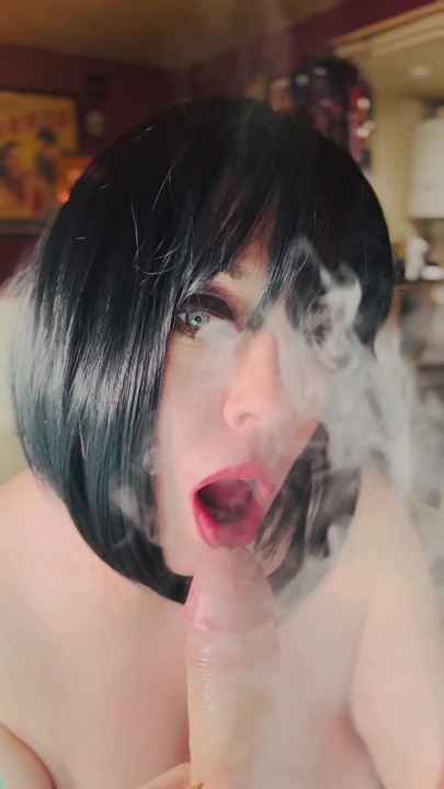 Wish This Was Daddy's Cock I Was Giving A Smoky Blowjob To! BJ Dildo Cocksucking Smoking Smoker | Clip 1