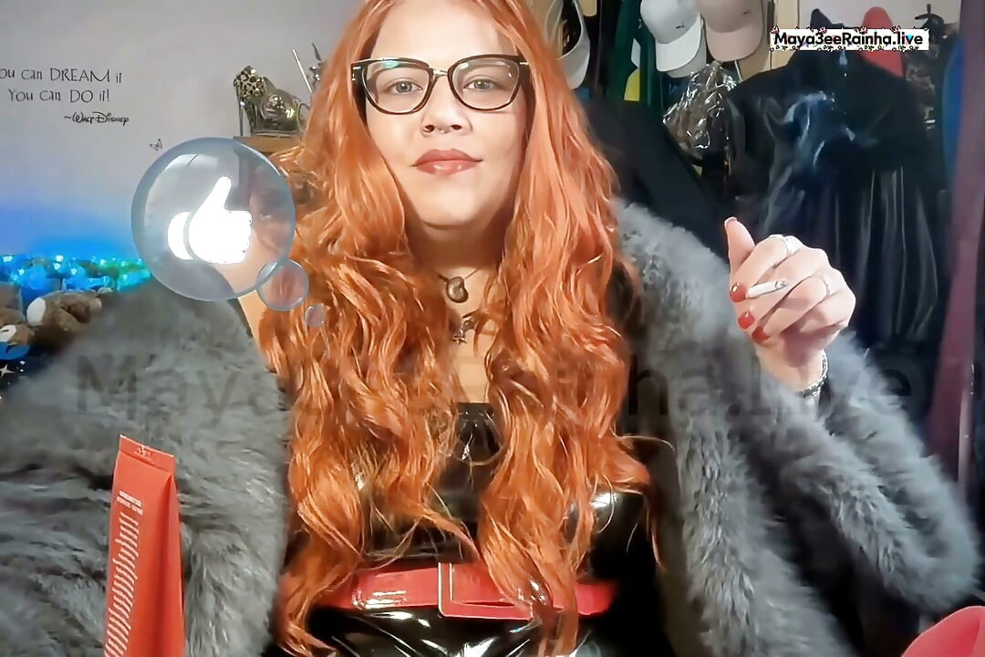 Smoking Brazilian Saggy Tits Redhead Goddess in Fur and Latex - Dancing to My Music