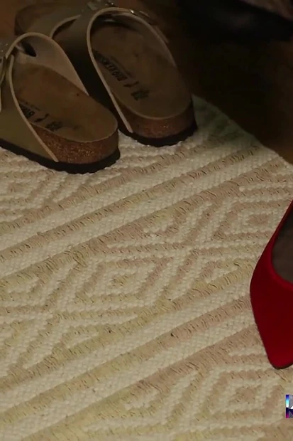 Golden Mules & Black Nylons - Sensual Shoe Removal