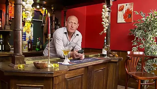 Whore brunette gets facial after hardcore fuck on the sofa