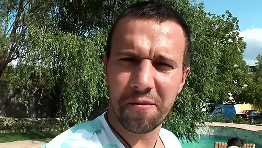 Outdoor Blonde DP Poolside Passion