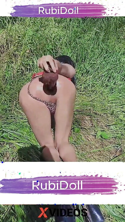 Rubidoll Big Ass Has Fun With Her Dildo Outdoors