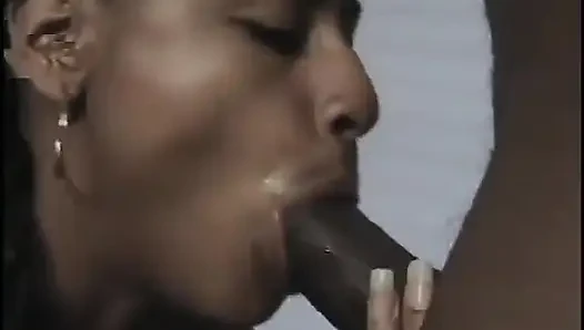 Teenage babe gives a blowjob to guy with big dick