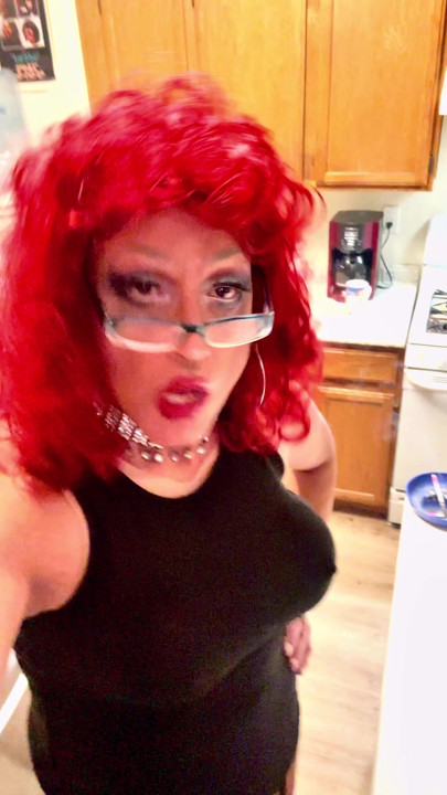 Marilyn in the kitchen being cute.
