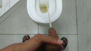 トイレでおしっこをする十代の少年。
