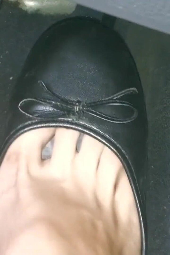 Revving in Black Flats on Barefoot