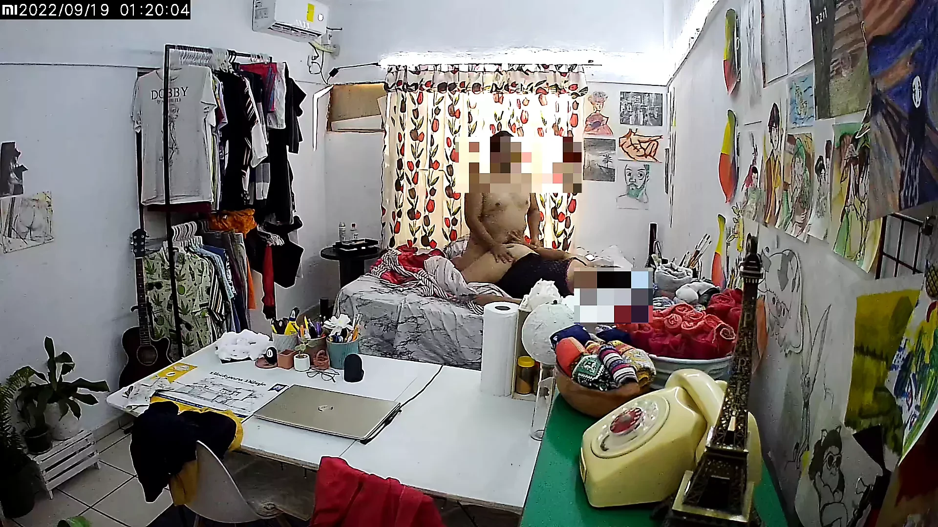 I installed a camera in my wife's room to watch her while I work in my office