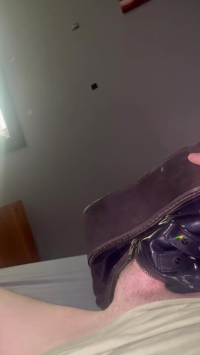 My Sister's Boots Feel Amazing! My Cock Fits Perfectly Tight Inside Brie's Demonia Boots (Size 10) Foot Fetish Goth Leather