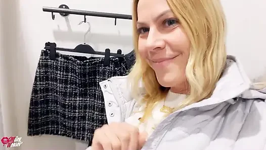 Blonde Slut with Plug in Ass in the Locker Room