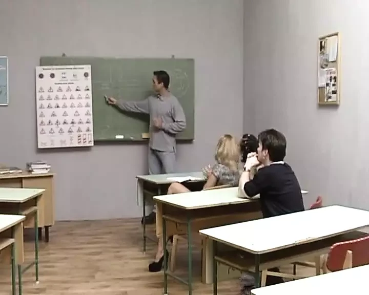 Two German schoolgirls getting fucked by a student and a teacher