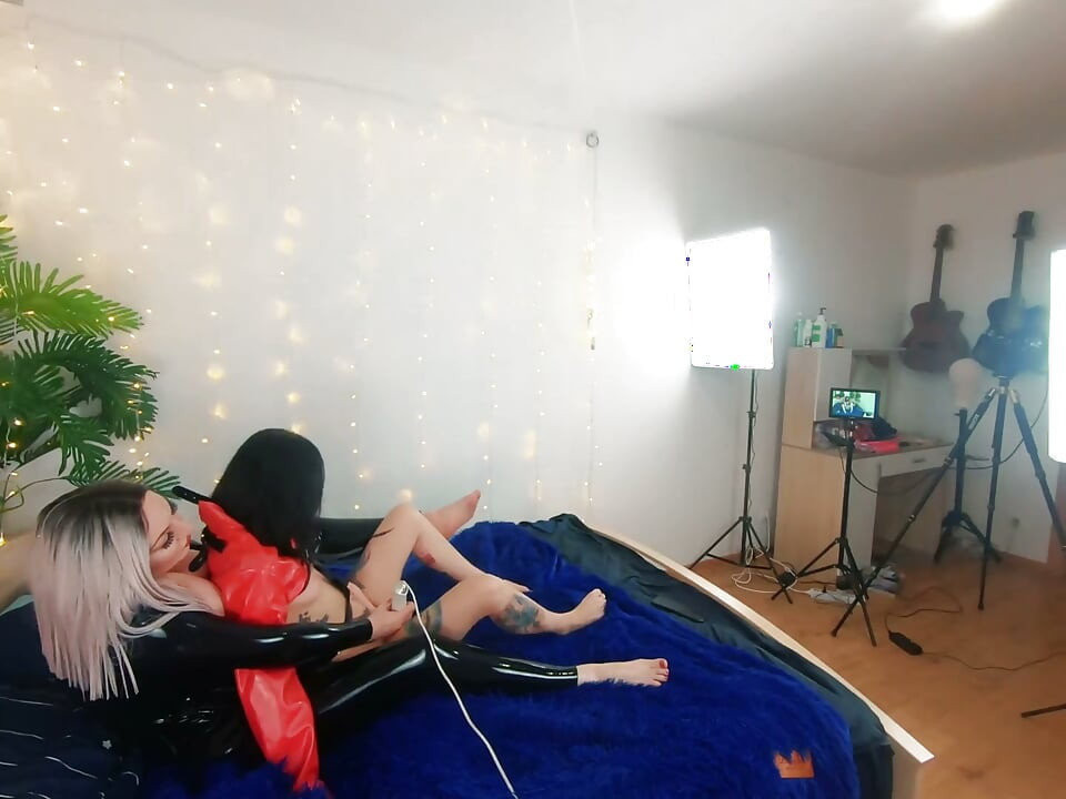 Backstage of Pretty Lesbian Fetish Girls Doing Sex Video. Positive Femdom, Sex Play, Latex Leather