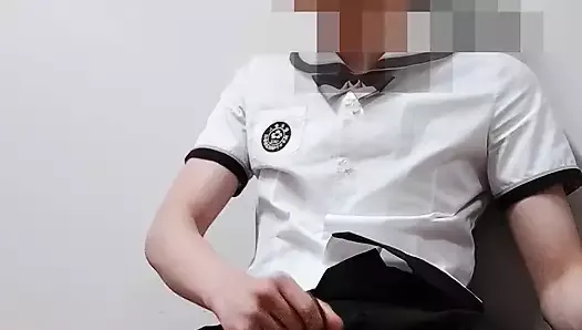 Masturbating in school uniform outside