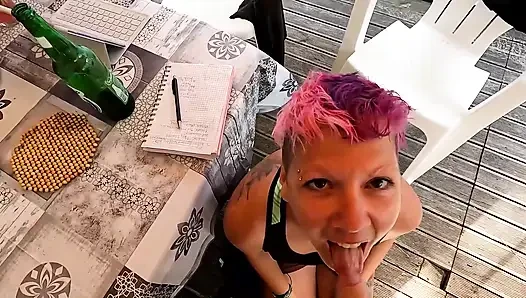 Terrace Interruption: Stop Working & Suck Me off