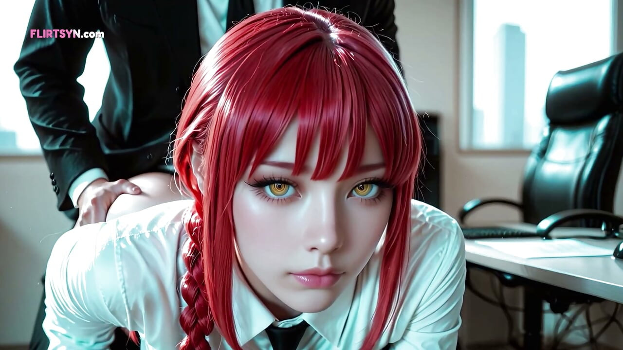 Makima Runs the Office and the Bedroom – She Bent Over the Desk and Still Kept Eye Contact the Whole Time