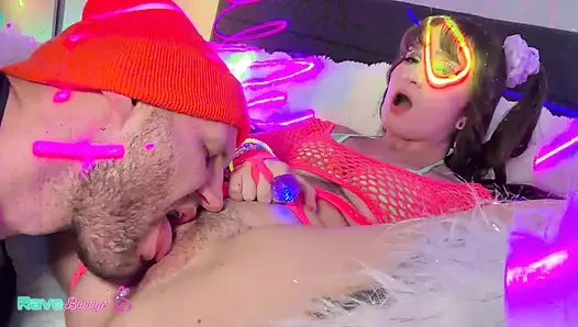 Bunny Fae's Hairy Cunt Gets Devoured In A Neon Blacklight Session!