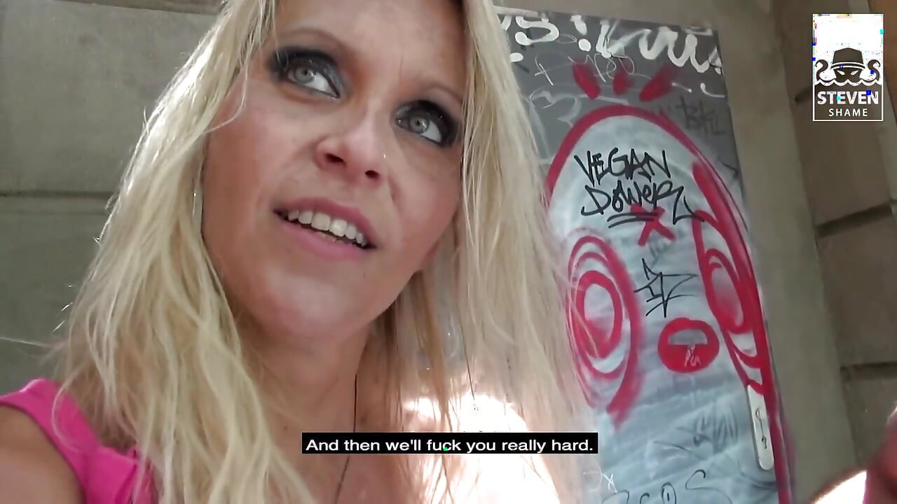 First time outdoor for bavarian MILF: Seduction to threesome with two big cocks