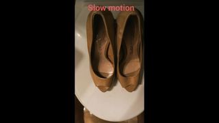 Cum on my girlfriend shoes 33 # (with slow motion)!