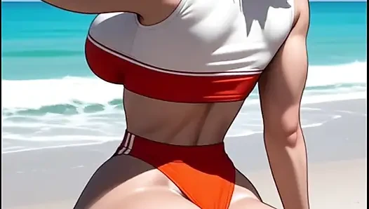Huge Ass Bounce on Beach, Ai Animation