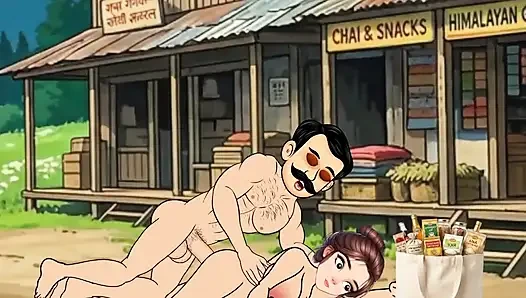 Cartoon video of Swati and shopkeeper Ramu's funny sex. Big cock fucking.